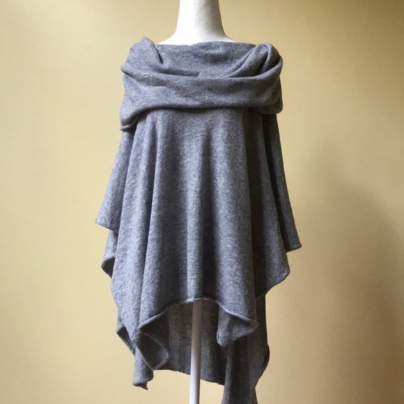 Love Stitch Sweaters - Love Stitch Angora Cowl Neck Poncho / Sweater